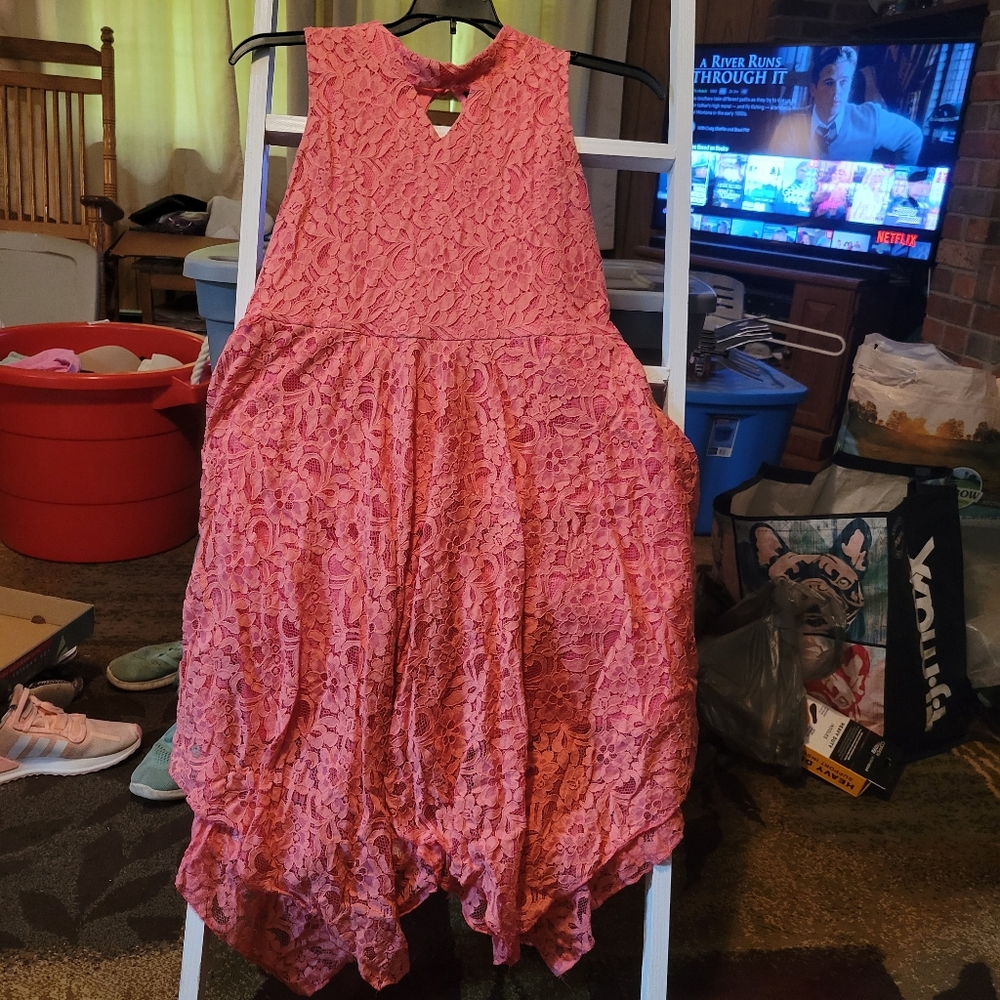 Girls Plus Coral Dress